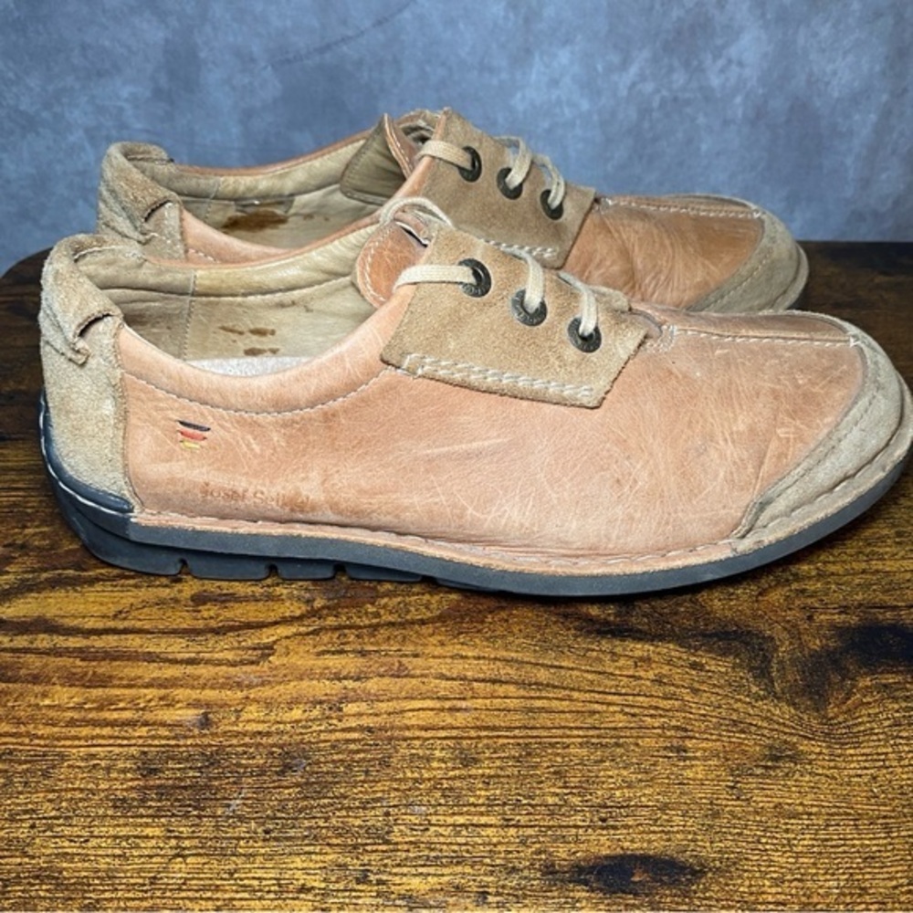 Josef Seibel Warm Brown European Leather Sneakers Lace Up Comfort Size 42 US 9